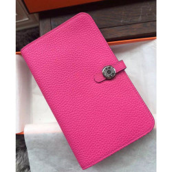 Pari all'originale replica Hermes Dogon Portafoglio in pelle Rose Tyrien