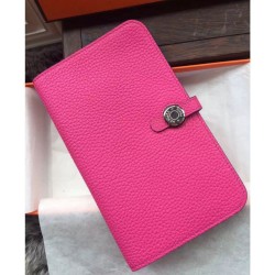 Replica perfette Pari all'originale replica Hermes Dogon Portafoglio in pelle Rose Tyrien