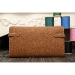 Hermes Kelly Longue Portafoglio in pelle marrone Clemence
