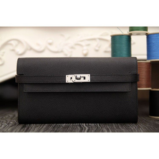 Pari all'originale replica Hermes Kelly Longue Portafoglio in pelle nera Epsom Pari all'originale replica Hermes Kelly Longue Portafoglio in pelle nera Epsom