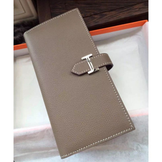 Portafoglio Hermes Bearn in pelle Etain Epsom Portafoglio Hermes Bearn in pelle Etain Epsom