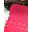 Alta gamma replica Portafoglio Hermes Costanza a lungo in cuoio rosso Epsom