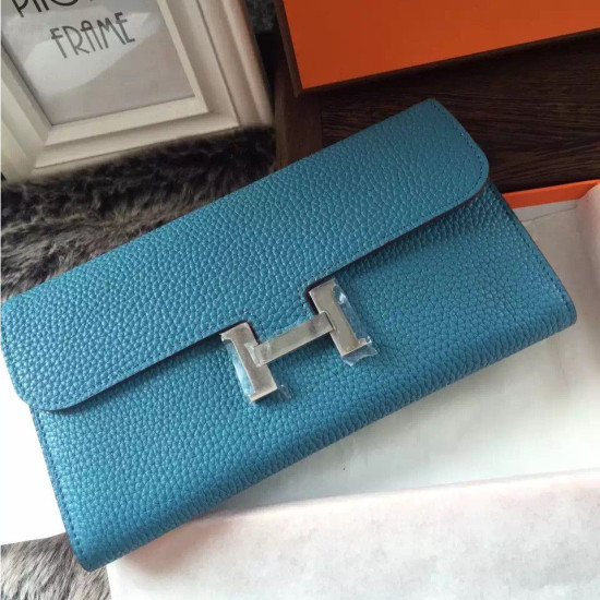 Portafoglio Hermes Costanza a lungo in Jean pelle blu Portafoglio Hermes Costanza a lungo in Jean pelle blu