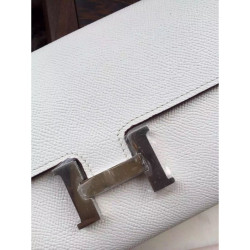 Qualità superiore replica Portafoglio Hermes Costanza a lungo in pelle bianca Epsom