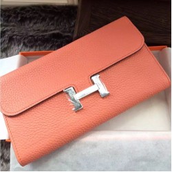 Replica perfette Qualità superiore replica Portafoglio Hermes Costanza a lungo in pelle Crevette