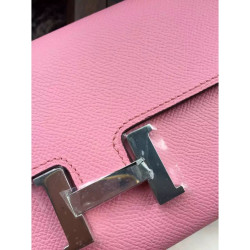 Pari all'originale replica Portafoglio Hermes Costanza a lungo in pelle rosa Epsom