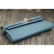 Portafoglio Hermes Kelly Longue in pelle Jean Blu Clemence Portafoglio Hermes Kelly Longue in pelle Jean Blu Clemence