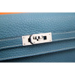 Portafoglio Hermes Kelly Longue in pelle Jean Blu Clemence Portafoglio Hermes Kelly Longue in pelle Jean Blu Clemence