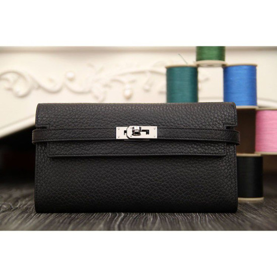 Alta gamma replica Portafoglio Hermes Kelly Longue in pelle nera Clemence Alta gamma replica Portafoglio Hermes Kelly Longue in pelle nera Clemence
