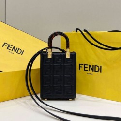 Replica Perfette Borsa tote Fendi Mini Sunshine Shopper Nera imitazioni