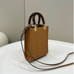 Borsa Replica 1:1 tote Fendi Mini Sunshine Shopper Marrone qualità specchio Replica Perfette Borsa 1:1 tote Fendi Mini Sunshine Shopper Marrone imitazioni