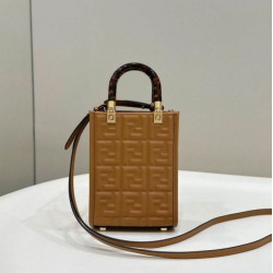 Replica Perfette Borsa  1:1 tote Fendi Mini Sunshine Shopper Marrone imitazioni