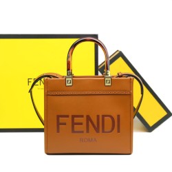 Replica Perfette Borse Firmate  tote Fendi Sunshine piccola shopper Marrone imitazioni