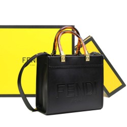 Borsa tote Fendi Sunshine piccola shopper nera Replica qualità specchio Replica Perfette Borsa tote Fendi Sunshine piccola shopper nera imitazioni