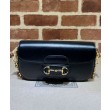 Replica Perfetta a tracolla piccola Gucci Horsebit 1955 735178 Nera
