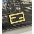 Borse Replica Baguette Media Fendi 8BR600 Coccodrillo Nero