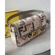 Borsa Replica 1:1 Baguette Media Fendi Motivo FF Ricamato Multicolor 8BR600 Grigio