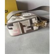 Borsa Replica 1:1 Baguette Media Fendi Motivo FF Ricamato Multicolor 8BR600 Grigio