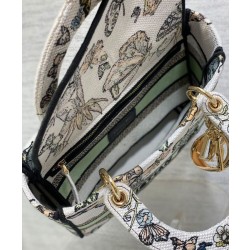 Borse Firmate Replica Christian Dior Medium Lady D-Lite Crema con motivo Toile de Jouy Mexico bianco multicolor