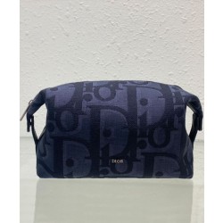Replica Perfetta da toilette Christian Dior Nero Maxi Dior Oblique jacquard Ottone con finitura rutenio Firma Dior