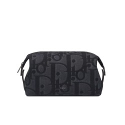 Replica Perfetta da toilette Christian Dior Nero Maxi Dior Oblique jacquard Ottone con finitura rutenio Firma Dior