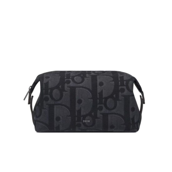 Replica Perfetta da toilette Christian Dior Nero Maxi Dior Oblique jacquard Ottone con finitura rutenio Firma Dior