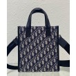 Borsa da uomo Christian Dior Safari North-South Tote Blu scuro Dior Oblique jacquard