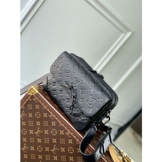 Borsa da uomo LV Steamer Messenger M23742 Monogram Taurillon Nero