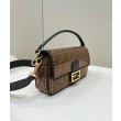 Borsa Fendi Baguette Medium FF in tessuto jacquard con paillettes Marrone