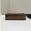 Borsa Fendi Baguette Medium FF in tessuto jacquard con paillettes Marrone