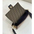 Borsa Fendi Baguette Medium FF in tessuto jacquard con paillettes Marrone