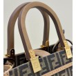 Borsa Fendi Sunshine Small Shopper Tote FF in tessuto jacquard Marrone