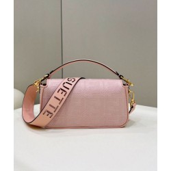 Borsa in tela Fendi Baguette media FF 8BR600 Rosa