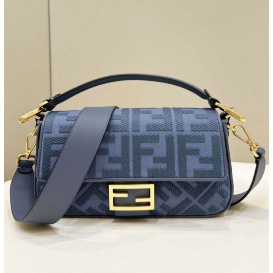 Borsa media Fendi Baguette Jacquard FF in tessuto 8BR600 Blu