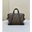 Borsa media Fendi Boston 365 Jacquard FF in tessuto 8BL152 Nera