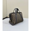 Borsa media Fendi Boston 365 Jacquard FF in tessuto 8BL152 Nera
