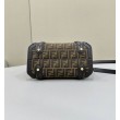 Borsa media Fendi Boston 365 Jacquard FF in tessuto 8BL152 Nera