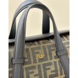 Borsa media Fendi Boston 365 Jacquard FF in tessuto 8BL152 Nera