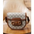 Borse Firmate Replica mini arrotondata Gucci Horsebit 1955 760191 Caffè