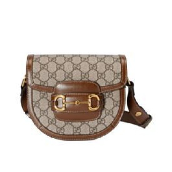Borse Firmate Replica mini arrotondata Gucci Horsebit 1955 760191 Caffè