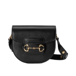 Borsa mini arrotondata Gucci Horsebit 1955 760191 Nera