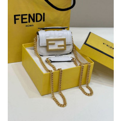 Borse Replica mini Fendi Nano Baguette FF in tela Bianca