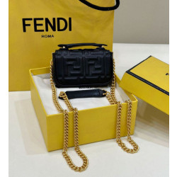 Borsa mini Fendi Nano Baguette FF in tela Nera