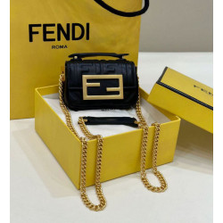 Borsa mini Fendi Nano Baguette FF in tela Nera