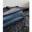 Borse Imitazioni tote Christian Dior piccola Dior Book Ricami Dior Oblique blu scuro e pelle di vitello