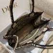 Borse Firmate Replica tote Dior media a libro Jardin d'Hiver ricamo Beige