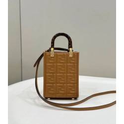 Borsa Replica 1:1 tote Fendi Mini Sunshine Shopper Marrone