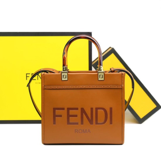 Borse Firmate Replica tote Fendi Sunshine piccola shopper Marrone