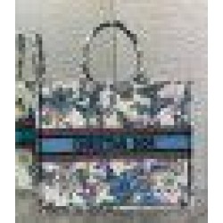 Replica Perfetta tote grande per libri Dior Toile de Jouy Mexico ricamo bianco/blu