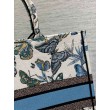 Replica Perfetta tote grande per libri Dior Toile de Jouy Mexico ricamo bianco/blu